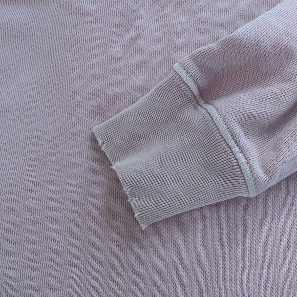 AMO Distressed Crewneck Cotton Cuffed Pink Sweatshirt - Picture 10 of 10